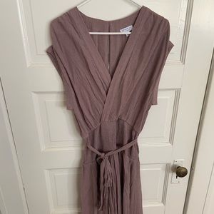 Lavender gauzy crepe midi dress